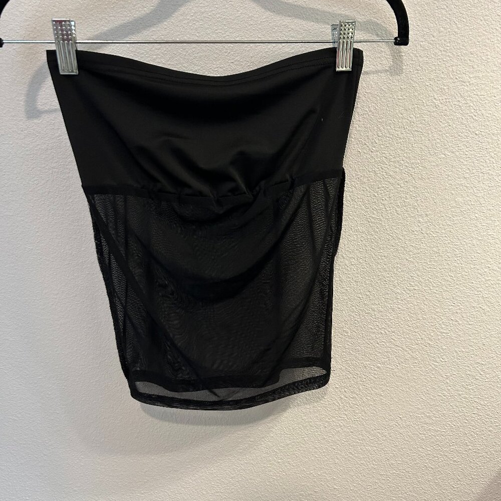 A strapless black top